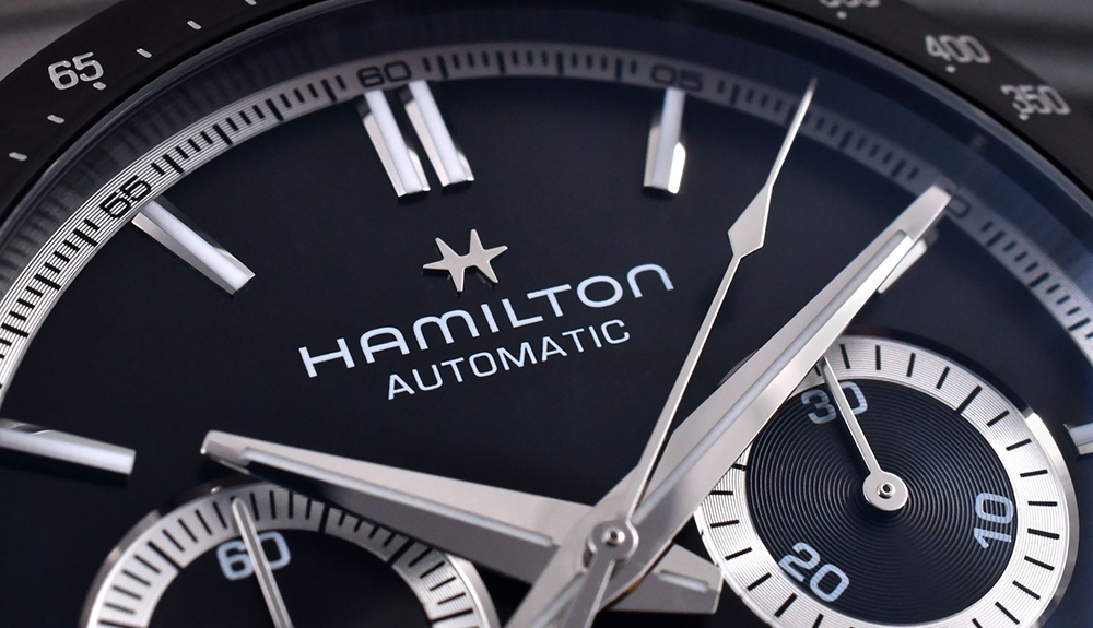 Detail číselníku hodinek Hamilton Jazzmaster Performer Auto Chrono H36606130